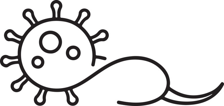 Simple illustration of virus particle with tail structure isolated design