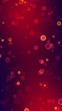 red christmas bokeh neon lights and golden glitter shiny animation, holiday new year vertical social media motion background
