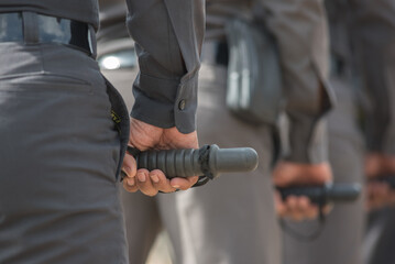 Obraz premium Riot police control the crowd training