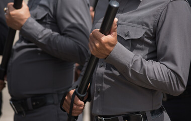 Obraz premium Riot police control the crowd training