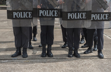 Fototapeta premium Riot police control the crowd training