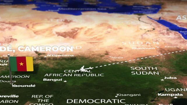 Flight From Asmara ERITREA to Yaounde CAMEROON with flag pins