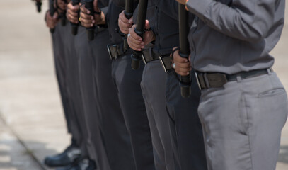 Obraz premium Riot police control the crowd training