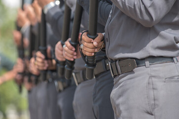 Obraz premium Riot police control the crowd training