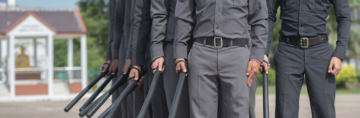 Obraz premium Riot police control the crowd training