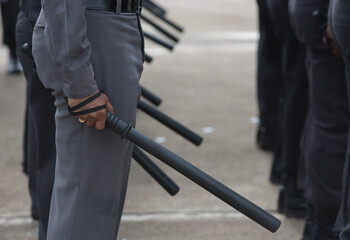 Obraz premium Riot police control the crowd training