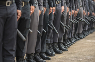 Obraz premium Riot police control the crowd training