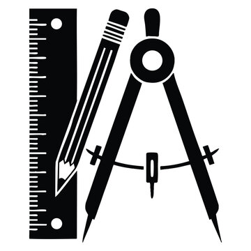 Education glyph icon featuring compass drawing tool in vector illustration. Perfect for academic projects and classroom themed graphics.