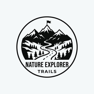 Black and white nature explorer logo.