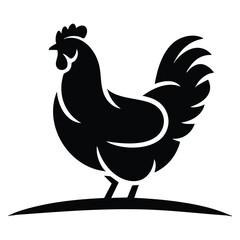 Flat chicken icon vector illustration with clean lines. Poultry symbol perfect for agriculture food branding and menu related graphics. © Nass Studio