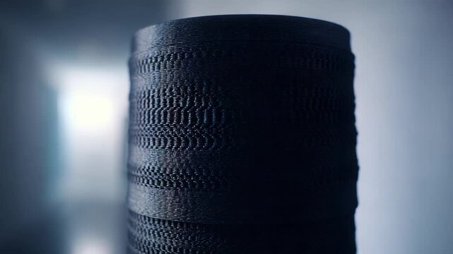 Carbon fiber composite material roll displaying intricate weaving patterns. An essential component in advanced manufacturing and industrial technology applications. Reflecting strength and innovation