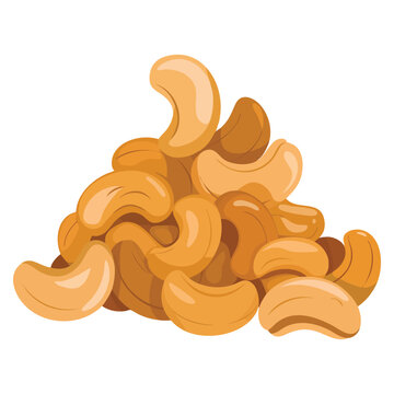 Food cashew nuts icon in flat minimalism vector style. Vector eps 10 illustration suitable for organic nutrition, snack packaging and design element projects.