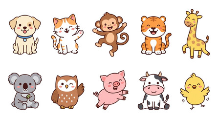 Fototapeta premium Cute cartoon animals for kids and nursery decor