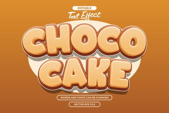3d Choco cake editable text effect with cartoon text style