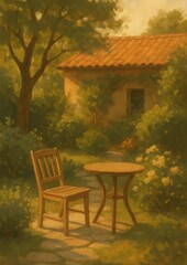 Fototapeta premium Serene garden rustic charm