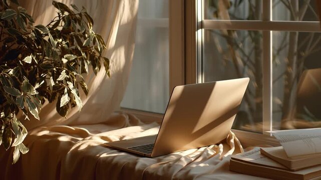 Remote work minimal laptop notebook desk abstract concept background