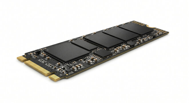 m.2 solid state drive m-key nvme ssd without label on white background