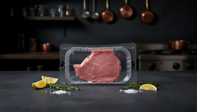 Premium veal cutlet in dark moody setting