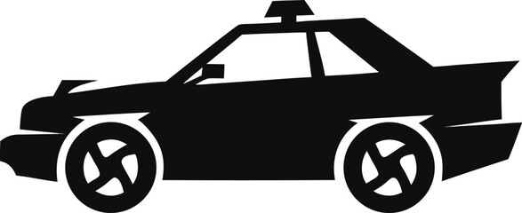 Police Car Silhouette, Law Enforcement Vehicle Icon, Black Police Car, Emergency Response © SetuRani