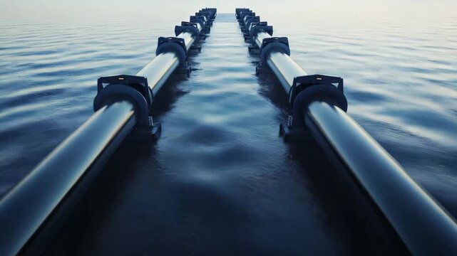 Submarine pipeline infrastructure transports vast quantities of oil and gas beneath the ocean surface, representing a crucial component of global energy supply and distribution networks