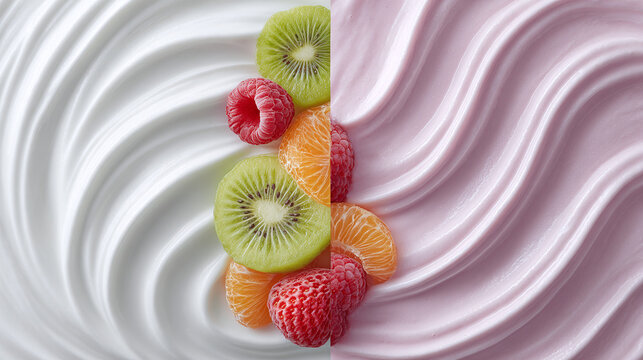 A Delicious and Colorful Dessert Featuring Fresh Fruits and Creamy Yogurt Swirls, Perfect for Every Occasion and Taste Buds!