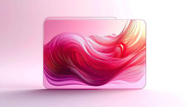 Abstract pink and red wavy liquid flow in a translucent folder icon fluid art