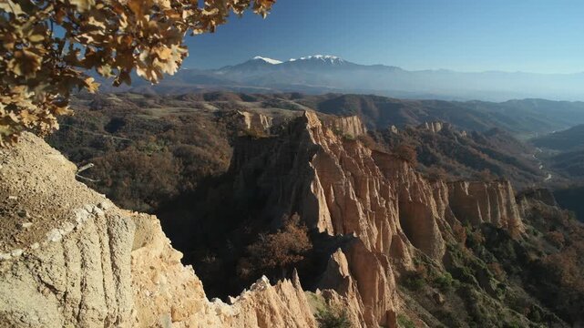 Beautiful view of Rozhen sand pyramids, near Melnik, Bulgaria.
