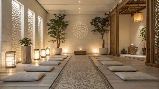 Serene Interior Space with Natural Elements and Inviting Atmosphere