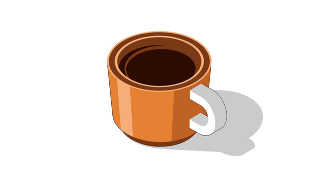Isometric coffee cup graphic illustration, isolated on white background, design style