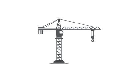 Obraz premium A simple flat vector illustration of a tall industrial construction crane icon