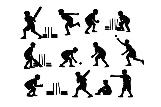 silhouettes of cricket vector design 