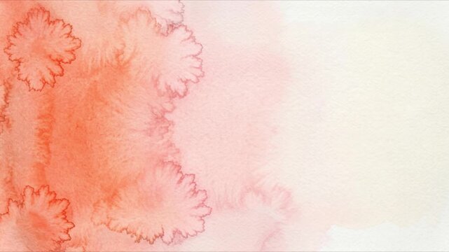 Watercolor wash slowly bleeding across white paper in a soft coral and blush gradient with organic edges