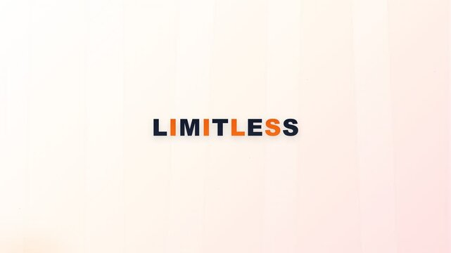 Sleek and dynamic 'LIMITLESS' typography, reflecting boundless potential with a vibrant, modern digital design for aspirational branding and growth