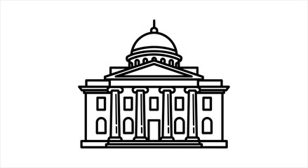 Classical Government Building Facade with Columns and Dome. © Rizky