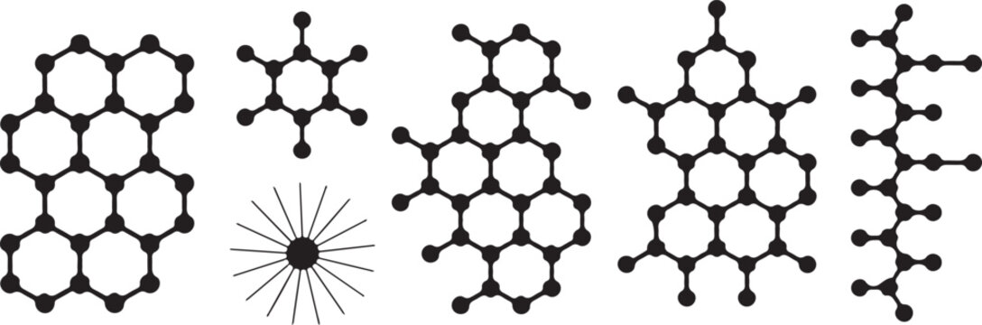 Hexagonal carbon molecular structures illustration
