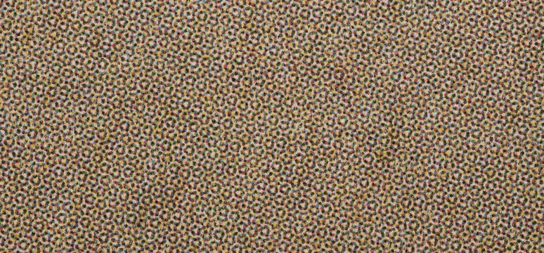 CMYK Halftone Dot Pattern on Printed Paper Macro Texture Background