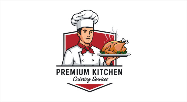 Premium Kitchen Catering Services Chef Presenting Roasted Chicken.