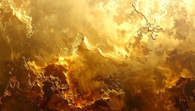 Glowing Golden Abstract Fluid Texture Swirling in Warm Light