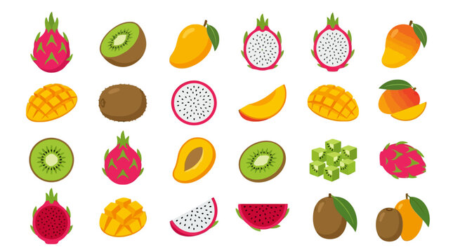 Variety of colorful fruit icons.