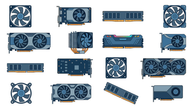 Computer graphics cards with fans.