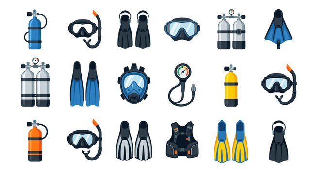 Scuba diving equipment icons.