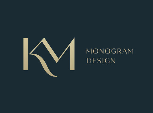 KM letter logo icon design. Classic style luxury initials monogram.