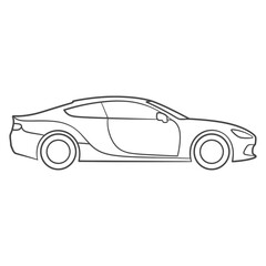 Fototapeta premium A simple line art illustration of a sleek sports car viewed from the side.
