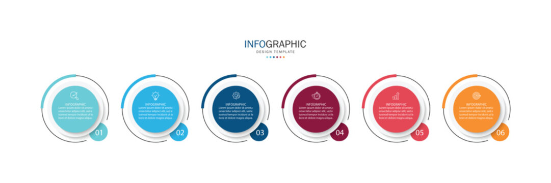 Business infographic template. 6 Step timeline journey. Process diagram, Infographic elements vector illustration