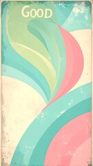 Vintage Abstract Pastel Curves Flowing on Distressed Poster Background
