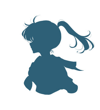 セーラー服の女子学生　ポニーテール　シルエット