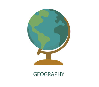 School globus isolated on white background. Geography globe sphere planet. Vector flat illustration