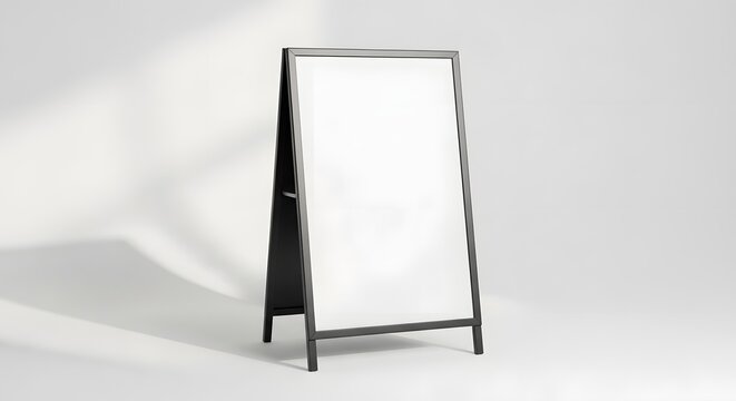 Modern a frame sidewalk sign with blank white board