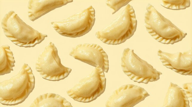 Freshly Cooked Pierogi Dumplings in a Seamless Texture Pattern