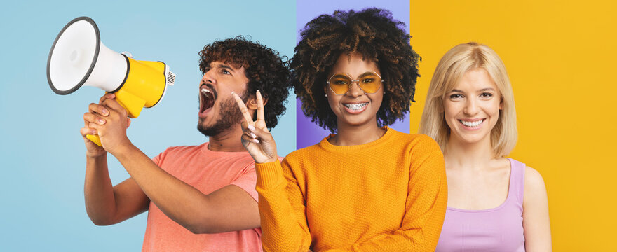 A woman with curly hair smiles at the camera while posing against a yellow background. She shows her teeth and has a cheerful expression. This captures a moment of happiness and confidence.